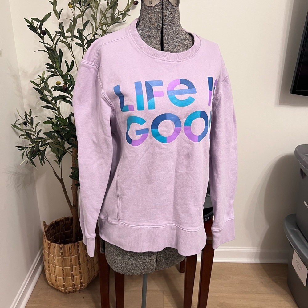 Life Is Good Women's Pastel Purple Crew Neck Sweater